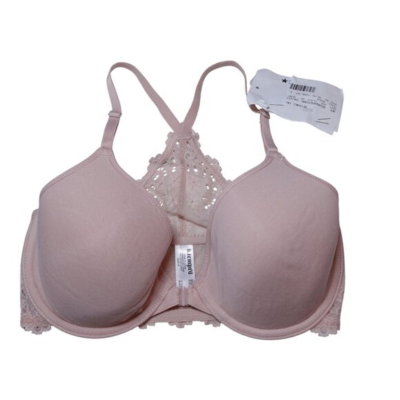 b.tempt'd by Wacoal Inspired Eyelet Front Close T-Shirt Bra Sz 32D Pink Lace - Picture 2 of 6